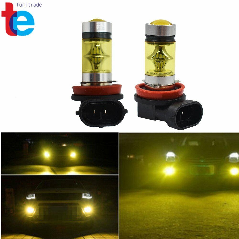 4300K Yellow H11 H8 Fog Light  2323 LED 100W Driving Projector DRL Bulbs