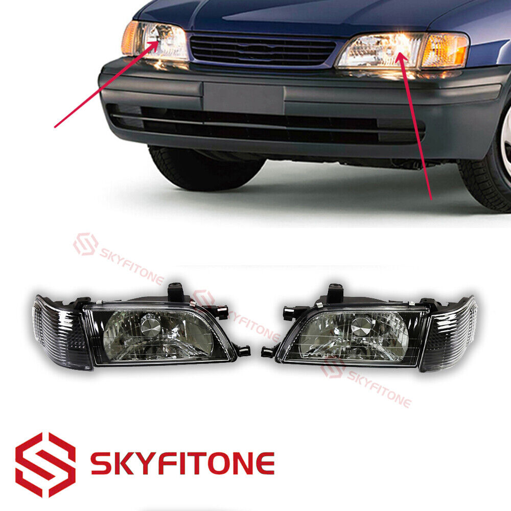 Headlights Black Factory Style Pair Left Right For Toyota Tercel 1995-1999