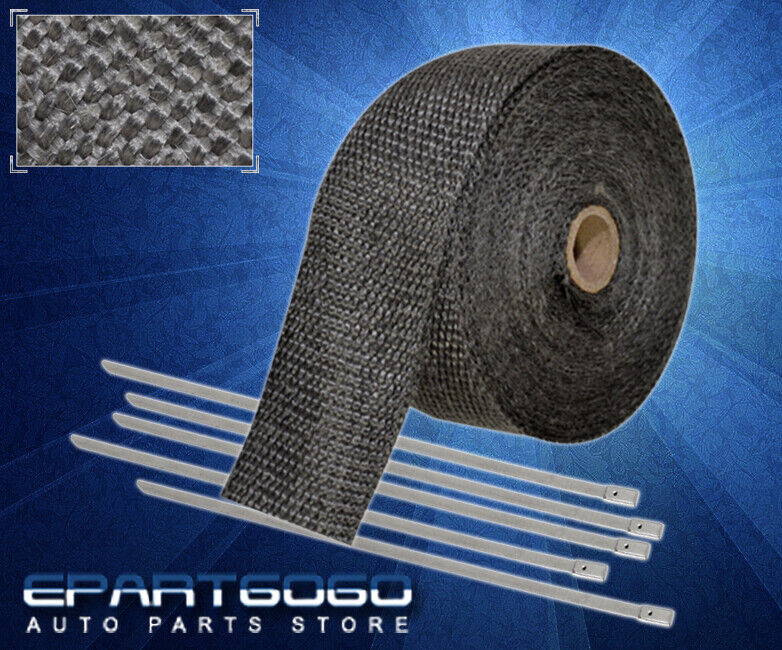 10M Fiberglass Intake Thermal Heat Wrap Tape High Cloth Roll Kit Black