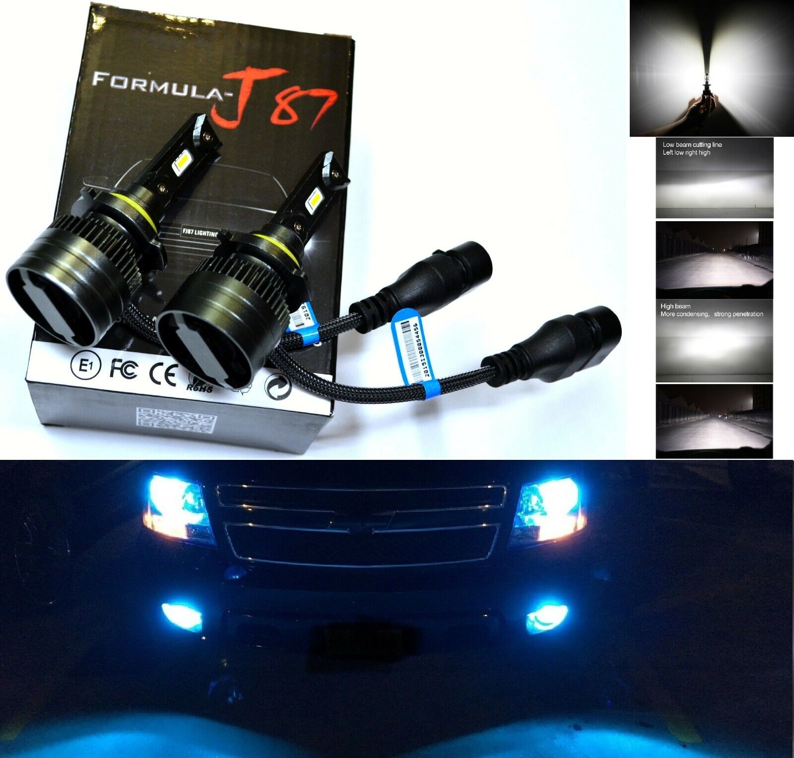 LED Kit G8 100W 9005 HB3 10000K Blue Two Bulbs Head Light High Beam Replace Fit