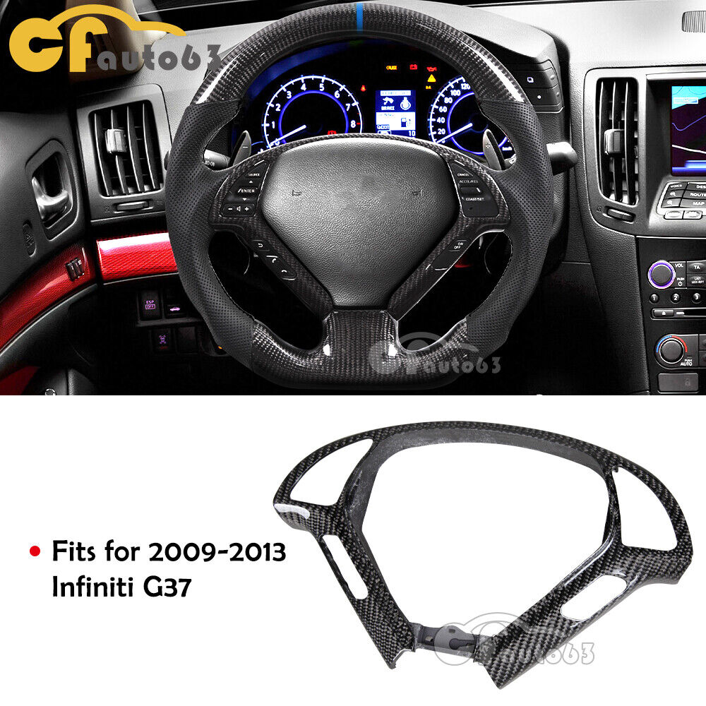 Carbon Fiber Steering Wheel Cover For 2009-2013 Infiniti G37 (Fit: INFINITI G37)