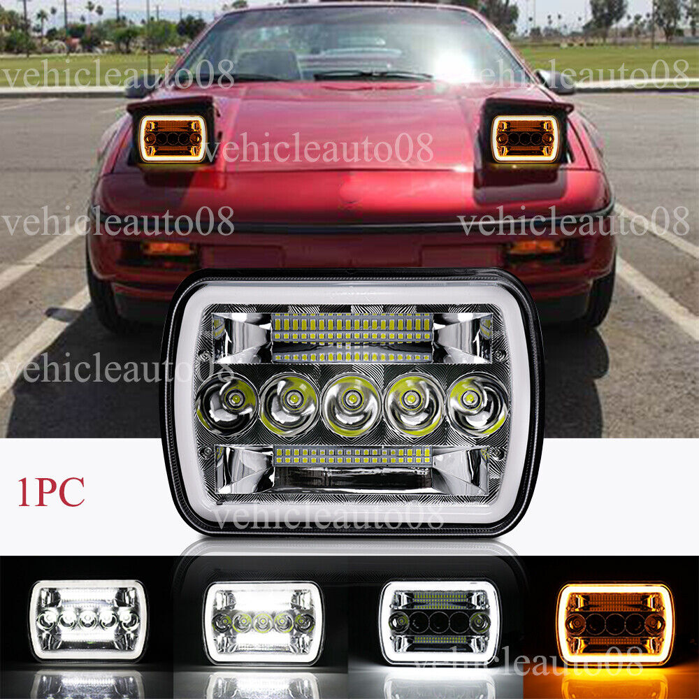 Fit Pontiac Fiero 1984 1985 1986 1987 1988 7x6'' LED Headlight Hi-Lo Halo DRL H4