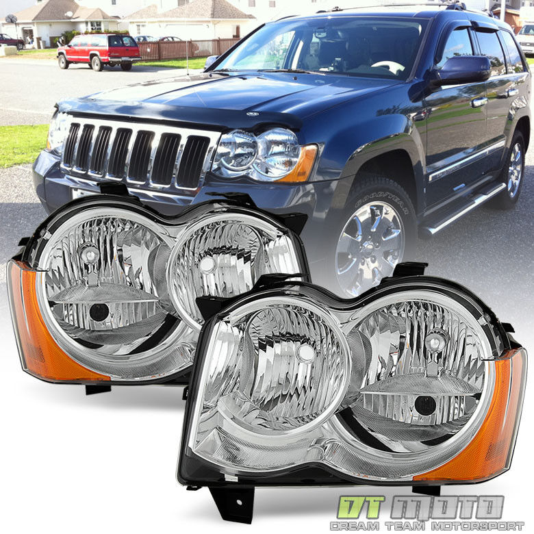 [Halogen] 2008-2010 Jeep Grand Cherokee Factory Headlights Headlamps Left+Right