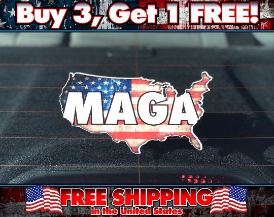 MAGA Make America Great Again Bumper Sticker, MAGA Decal, Patriotic States Map
