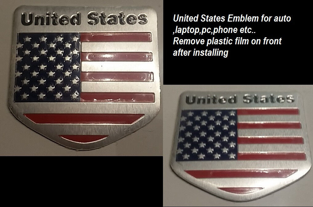 USA Metal Aluminum Decal Car laptop Sticker 3D  Emblem United states of america