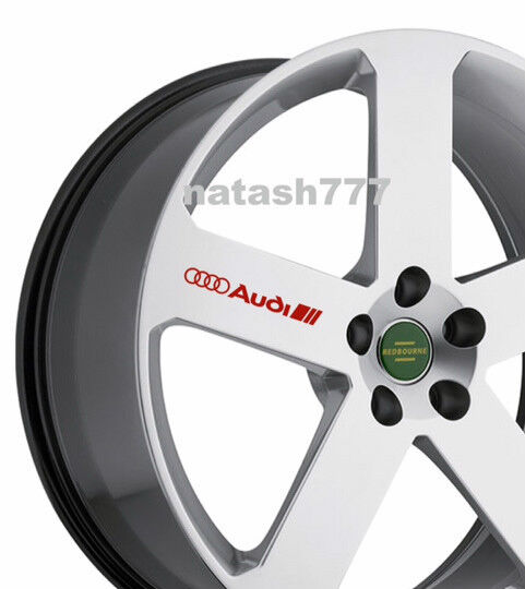 4 - AUDI Decal Sticker Racing Sport  S- Line Wheels Rims emblem logo RED