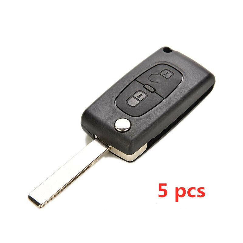 5 x Remote Folding Key Flip Shell Uncut Blank For Peugeot 107 207 307 2 Buttons