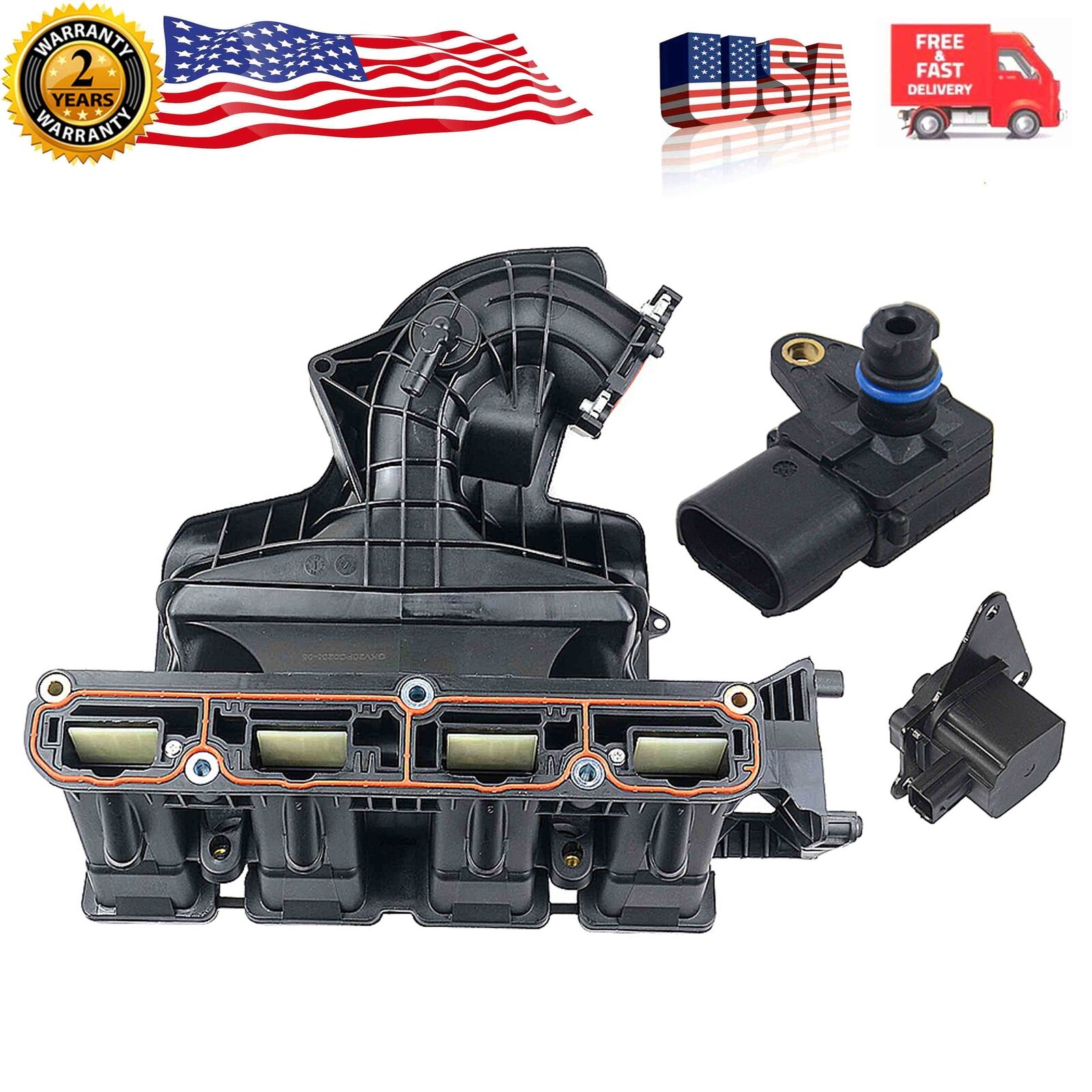 Intake Manifold w/Gasket Flow Control Valve Sensor for Jeep Dodge Chrysler 2.4L