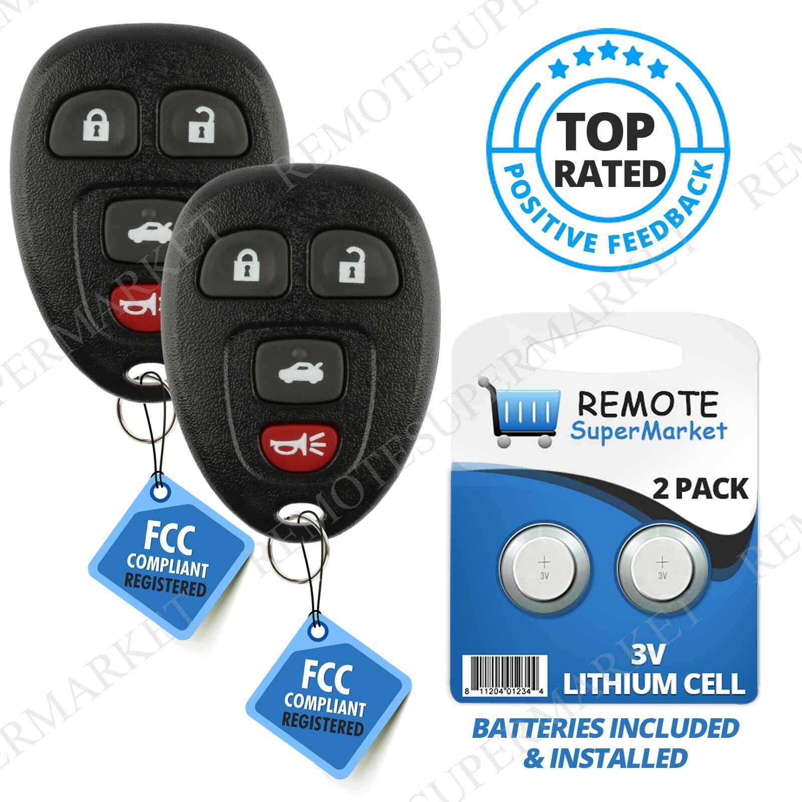 Replacement for Buick Allure Lacrosse Chevy Cobalt Malibu Remote Key Fob 4b Pair
