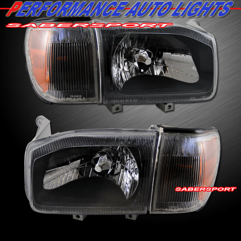 Set of Pair OE Style Black Headlights w/ Corner Lights for 2000-2004 Pathfinder
