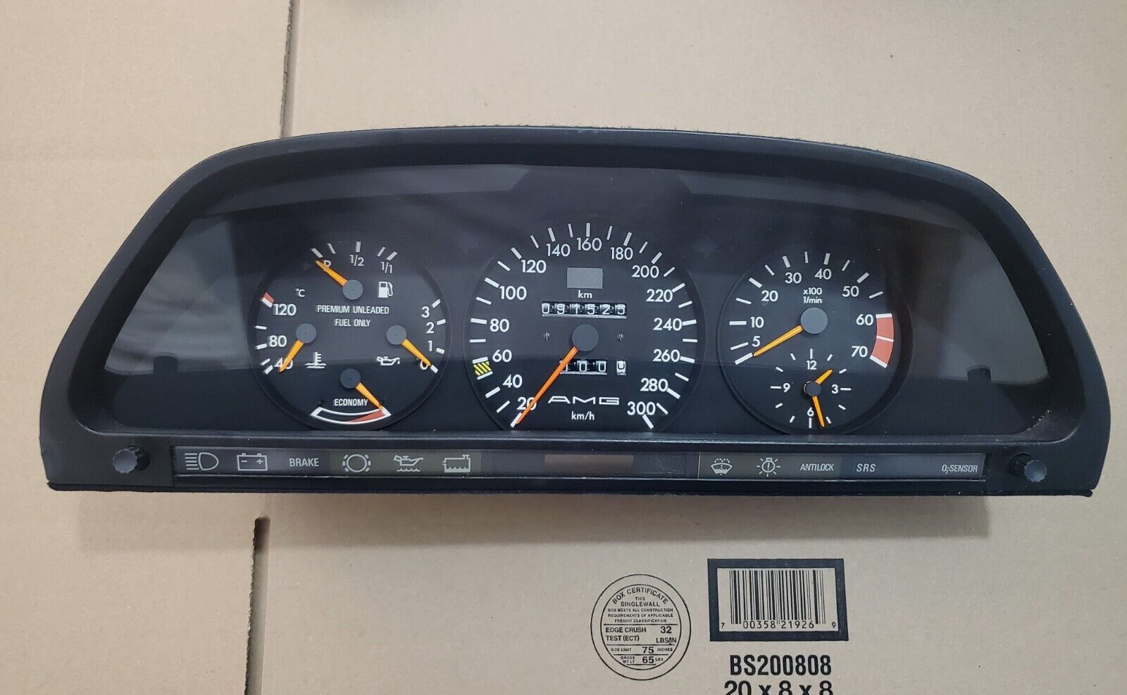 Mercedes W126 420SEL 560SEC 300km/h AMG speedometer cluster with rare ASR 81.5K