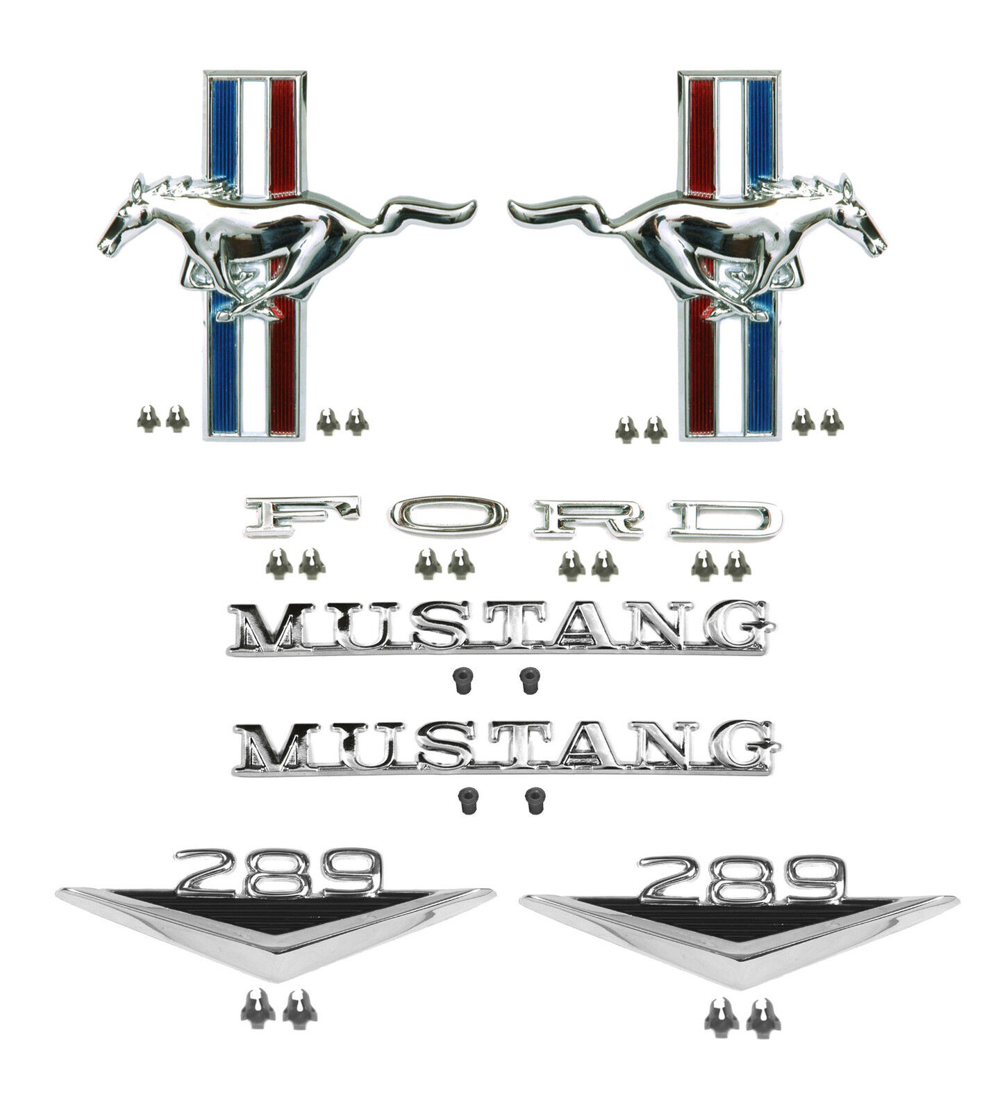 1965-1966 Ford Mustang 8 Cyl Coupe/Convertible Emblem Kit