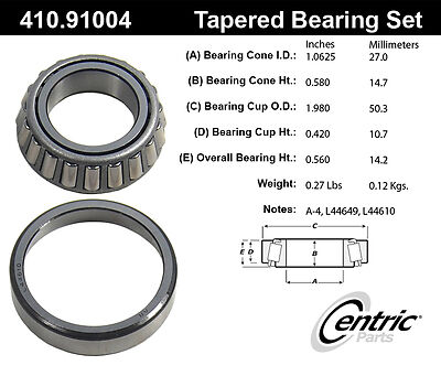 Centric Parts 410.91004E Wheel Bearing - Front,  Rear