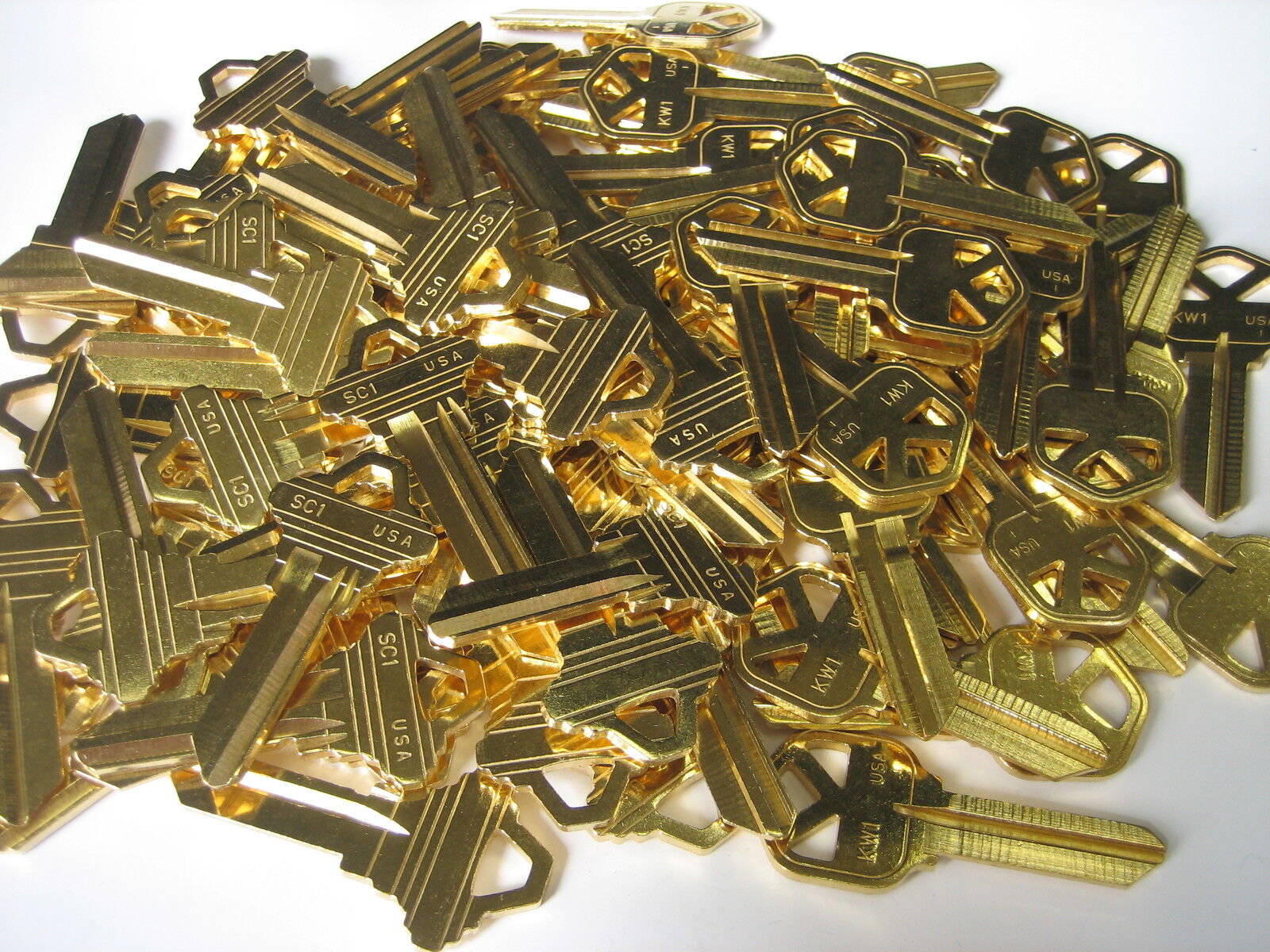 50 Locksmith Key Blank Blanks /30 kwikset KW1 +20 Schlage SC1/Brass/Made by Ilco