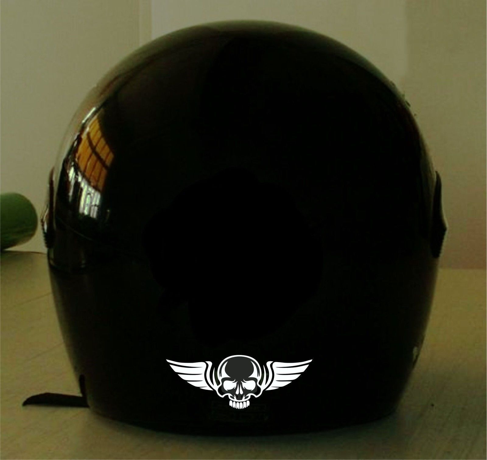 SKULL WITH WINGS REFLECTIVE VINYL HELMET DECAL...2 FOR 1 PRICE