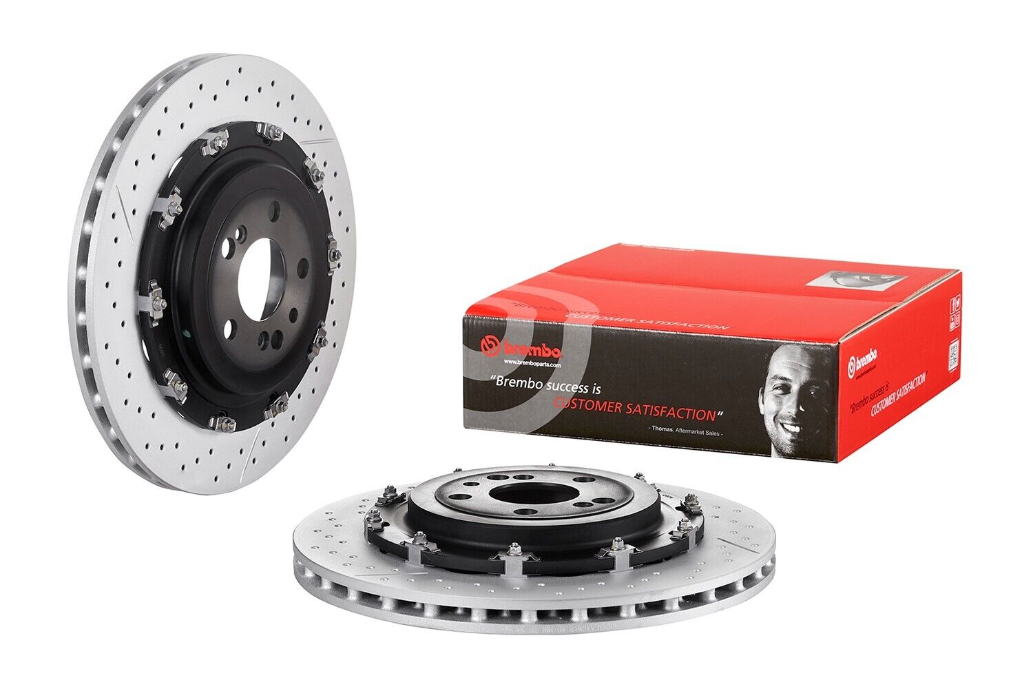 Brembo Rear 360mm Floating PVT Drilled Slotted Brake Disc For MB R230 SL65 AMG