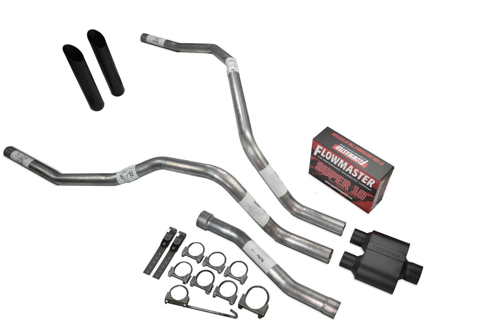 For Nissan Titan 04-06 Dual Exhaust 2.5 inch Flowmaster Super 10 Black Tips