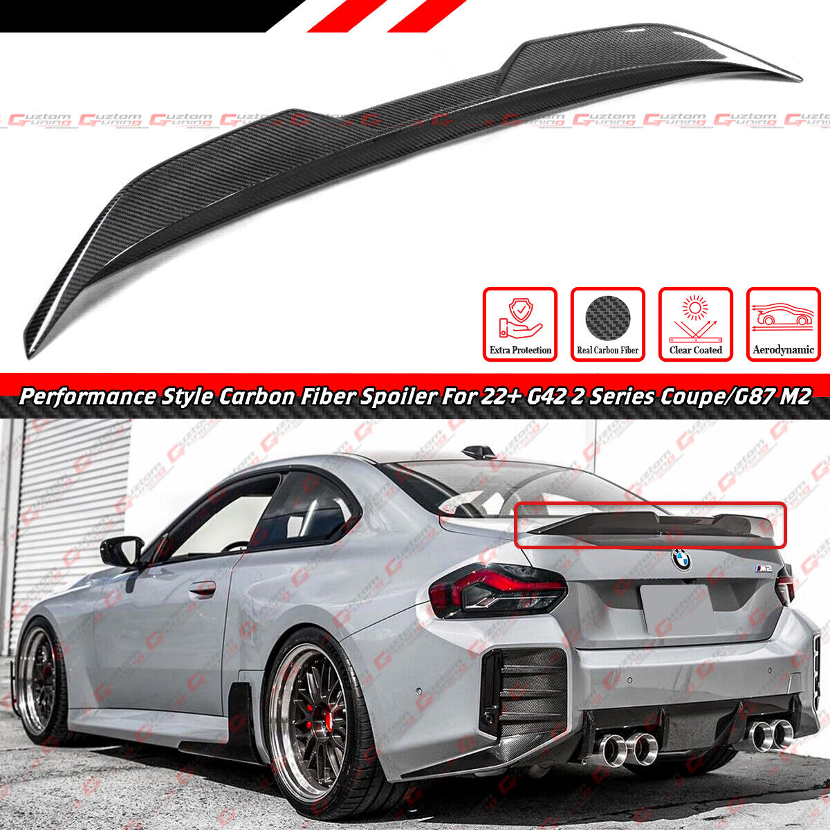 FOR 2022-2024 BMW G42 2 SERIES M240i G87 M2 MP STYLE CARBON FIBER TRUNK SPOILER