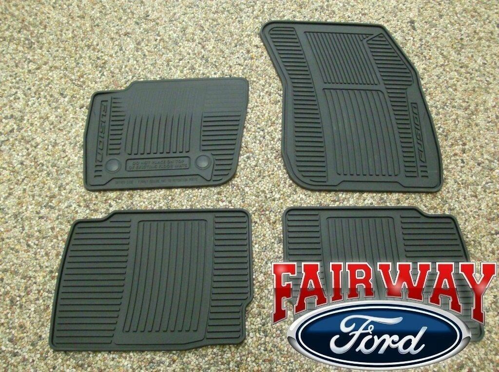 13 thru 16 Fusion OEM Genuine Ford Black Rubber All Weather Floor Mat Set 4-pc