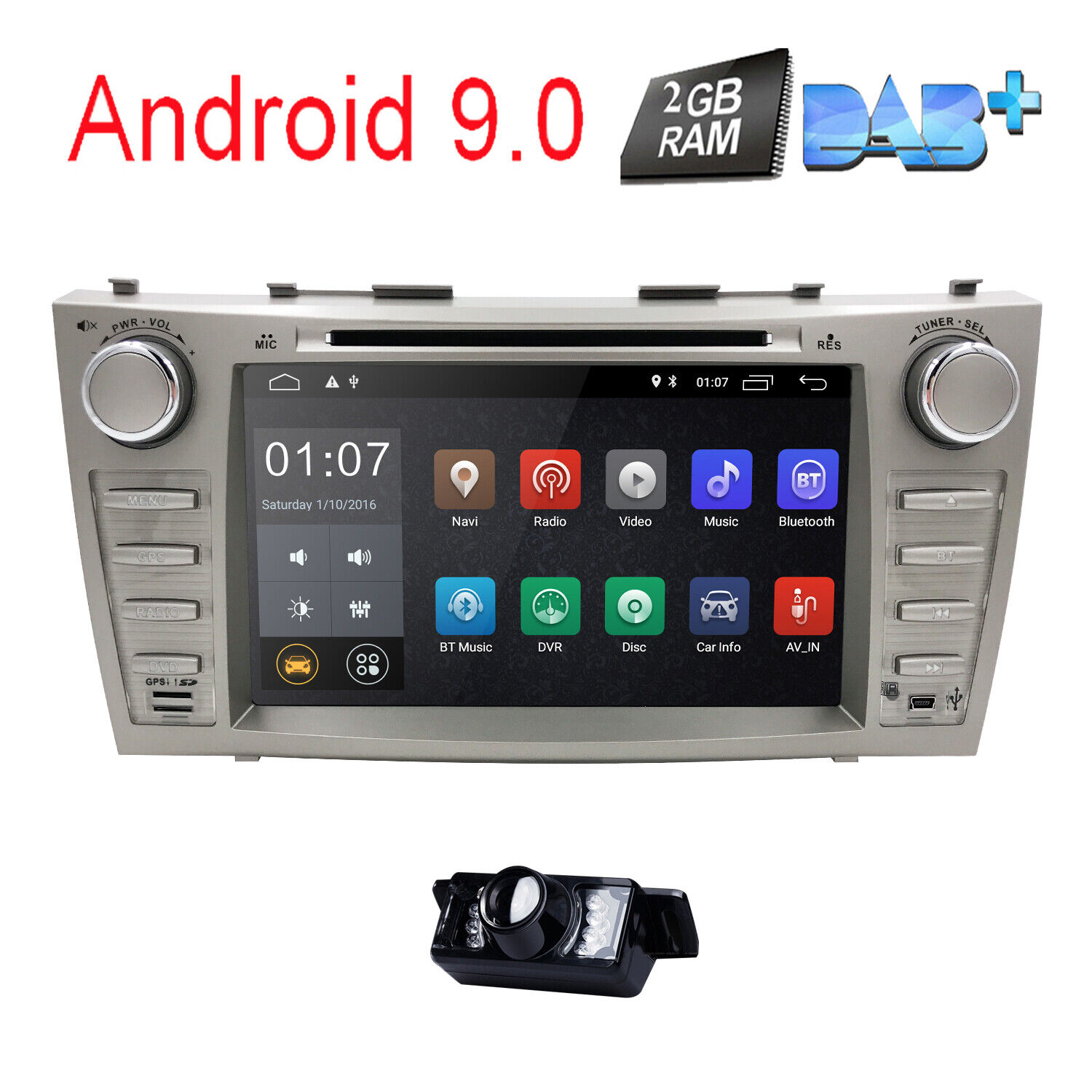 Android 9.0 Car Stereo Headunit GPS DVD WIFI+Bluetooth for TOYOTA CAMRY AURION