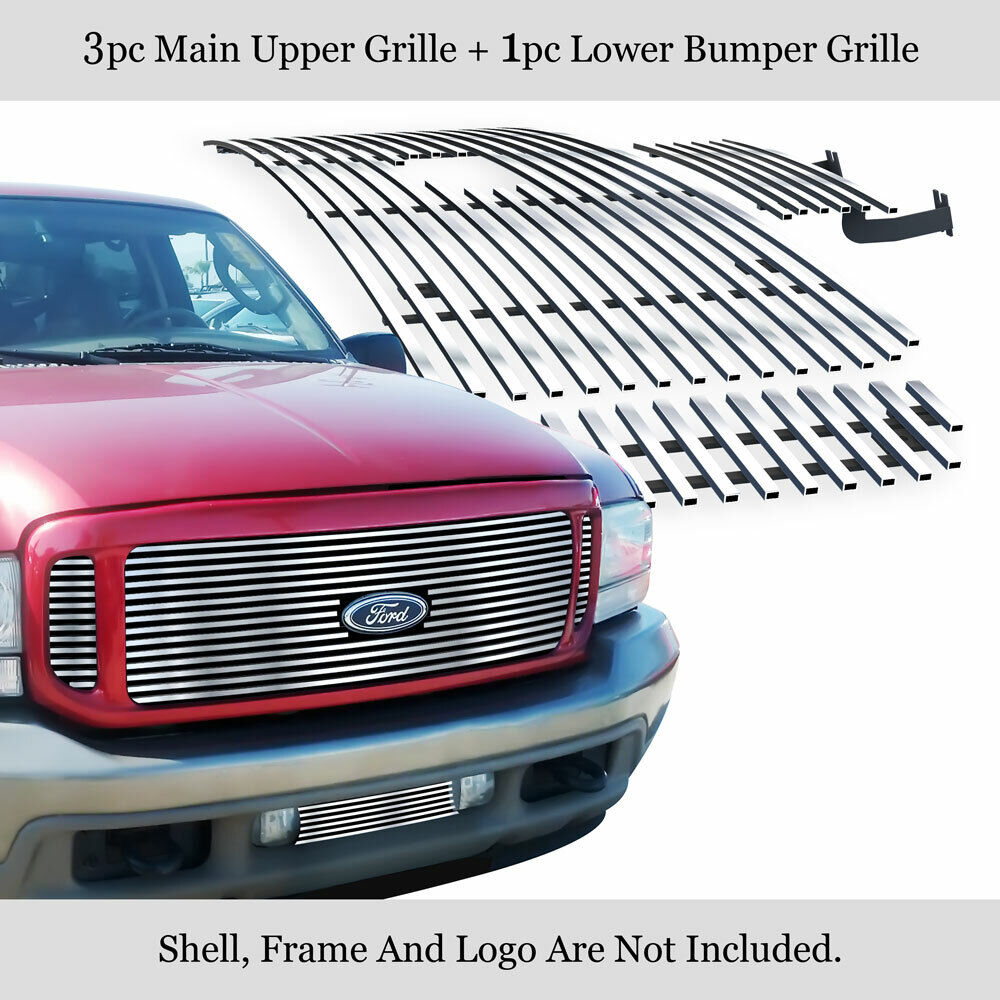 Fits 2000-2004 Ford Excursion Logo Show Chrome Billet Grille Grill Insert Combo