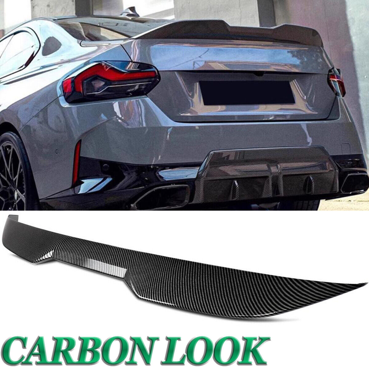 For 2022-24 BMW G42 230i M240i Carbon Look MP Style Rear Trunk Spoiler Wing Lip