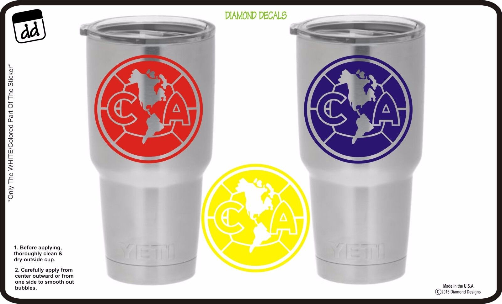 CA Club America Soccer Logo (Sets) for Yeti Vinyl Decal Sticker PS4 xBox New