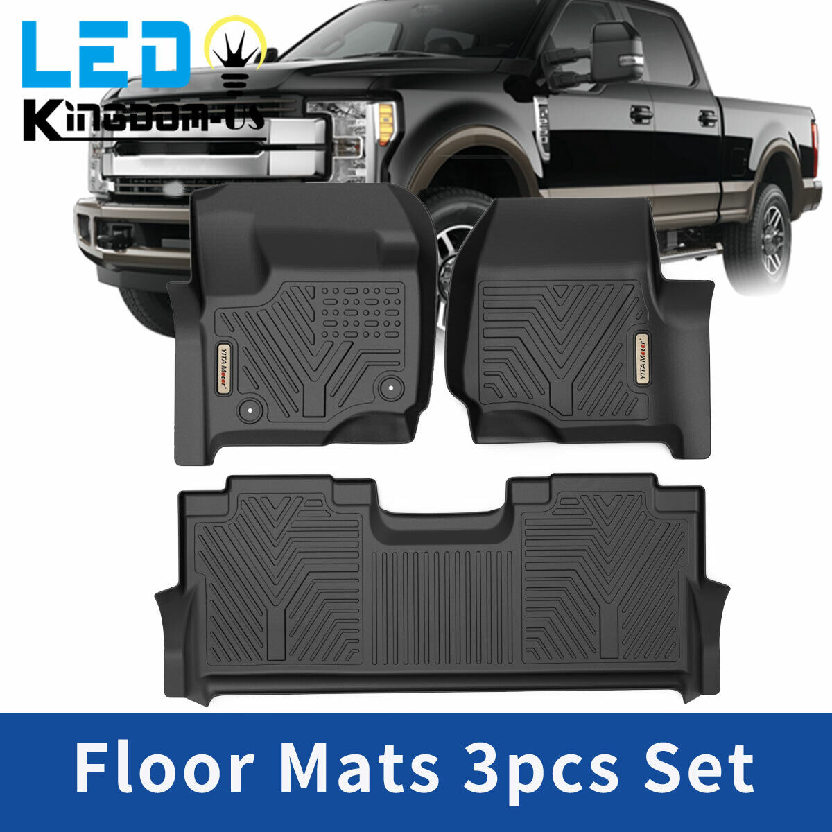 Floor Mat Liner for 2017-2024 Ford F-250 F350 F450 Super Duty Crew Cab Anti-Slip