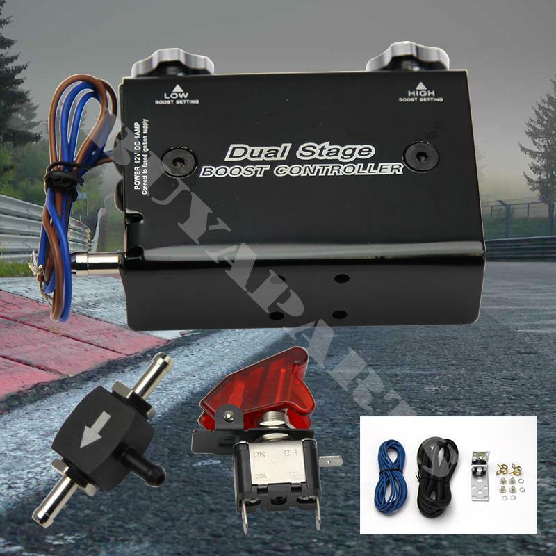 NEW DUAL STAGE ELECTRONIC ADJUSTABLE MANUAL GAUGE TURBO BOOST CONTROLLER BLACK