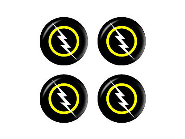 White Lightning Bolt - Wheel Center Cap 3D Domed Set of 4 Stickers