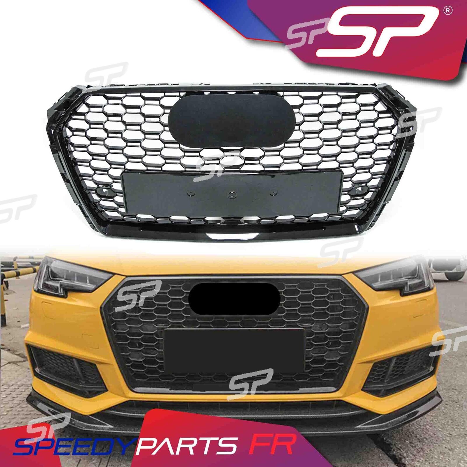 RS4 Style Front Bumper Grille Honeycomb Mesh Grill for Audi B9 A4 S4 2017-2019