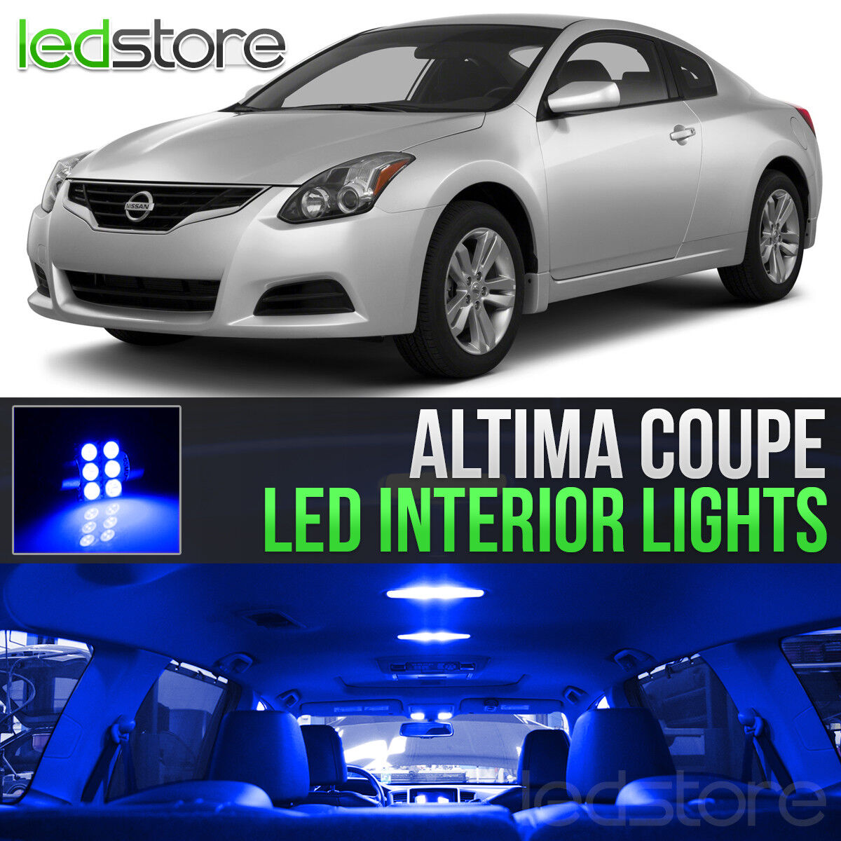 Blue LED Lights Interior Kit Package Bulbs For 2008-2013 Nissan Altima Coupe