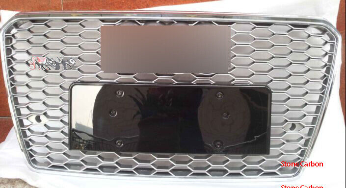 RS7 Style Silver Grille Grill FIT 2013 14 15 Audi A7 S7 With Night Vision Mount