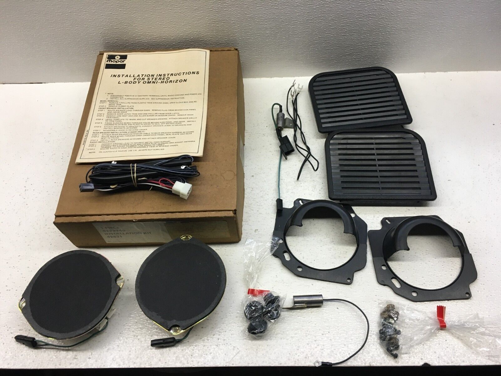 Mopar NOS 1980s Dodge Omni Plymouth Horizon Stereo Speaker Installation Kit