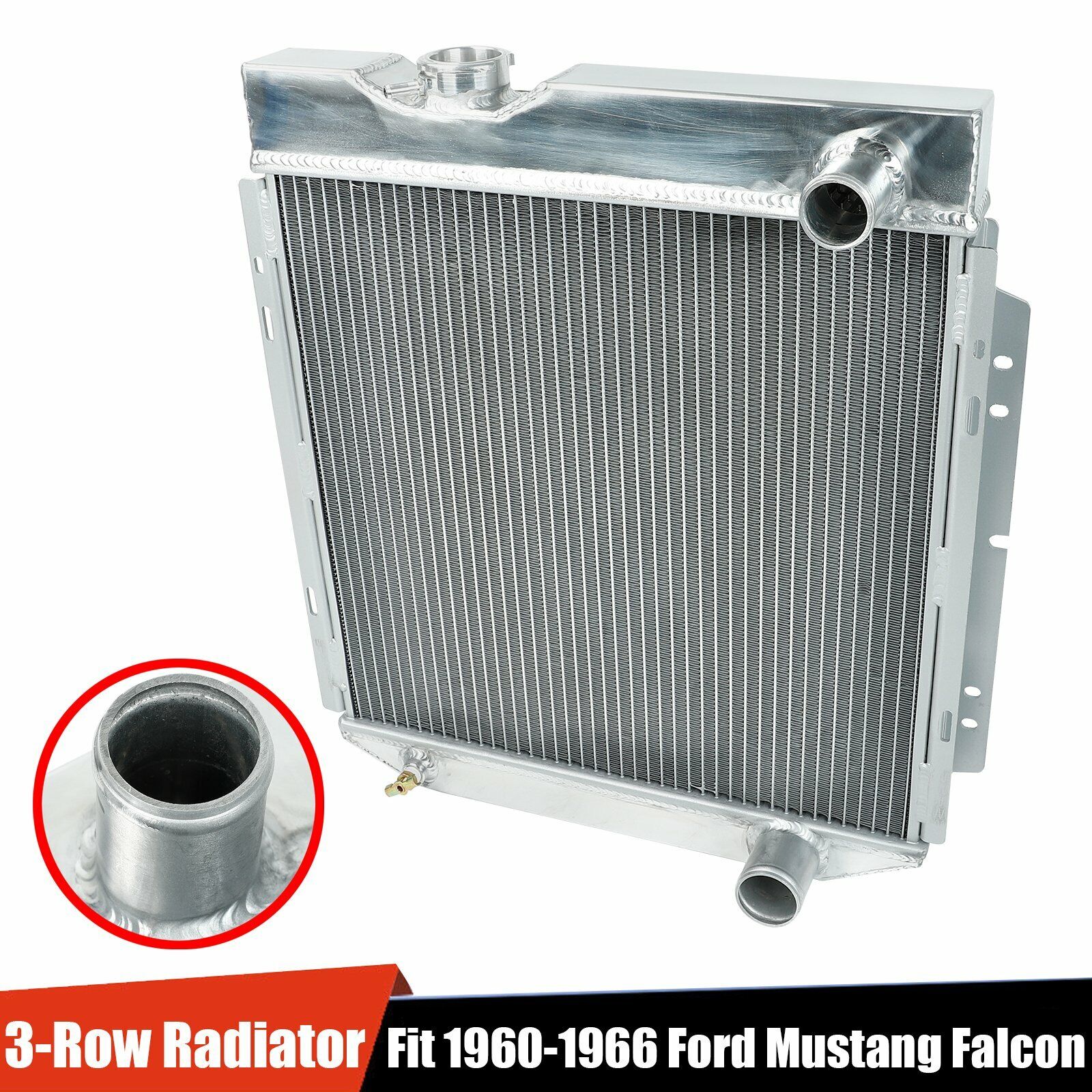 3 Row Aluminum Cooling Radiator Fit 1960-1966 Ford Mustang Falcon Comet V8 MT