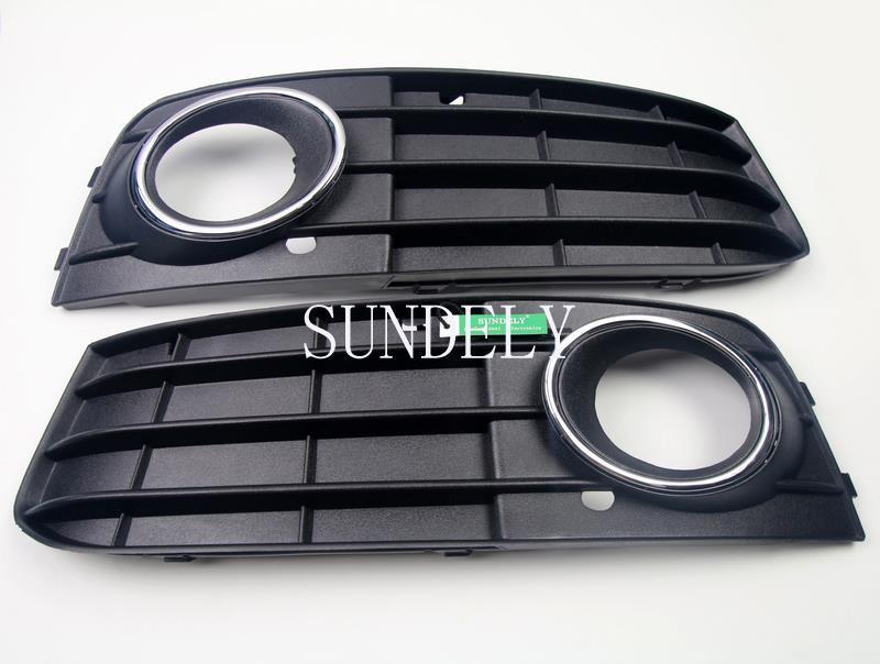 Front Bumper Fog Light Grille Cover For A4 A4L B8 2009-2012 Black 1 Pair