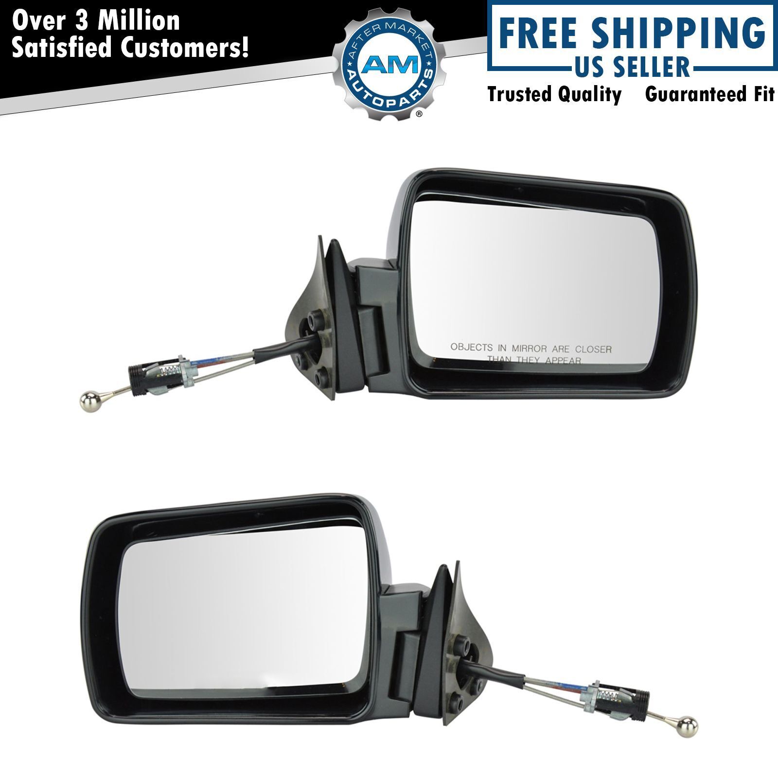 Manual Remote Mirror Pair Set Left & Right for Jeep Comanche Cherokee Wagoneer