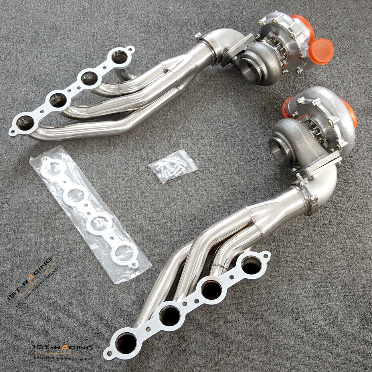 T4 A/R.80 /.81 Turbos+Exhaust Headers+Elbow Adapters For LS1/LS2/LS3 4.8L 5.3L 