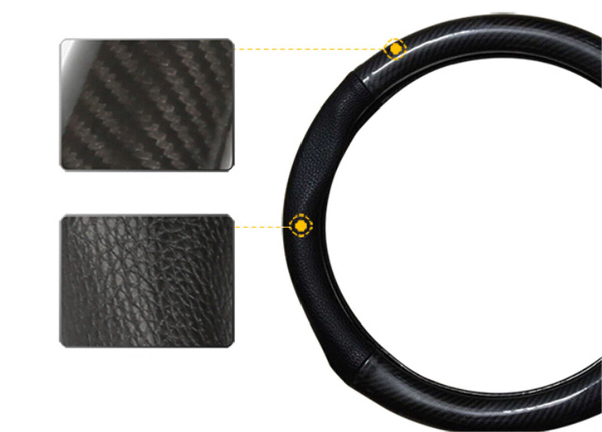 15 inch Carbon Fiber Stitching Steering Wheel Cover Black Non-slip Black 38cm