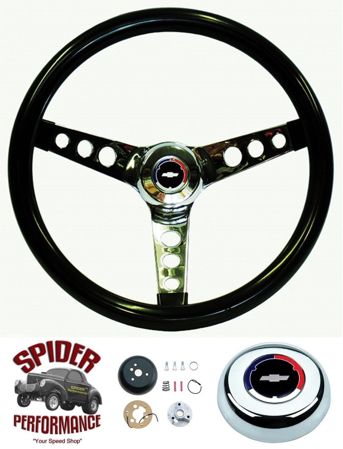 58-63 Impala Biscayne Bel Air steering wheel CLASSIC BOWTIE GLOSSY GRIP 13 1/2\