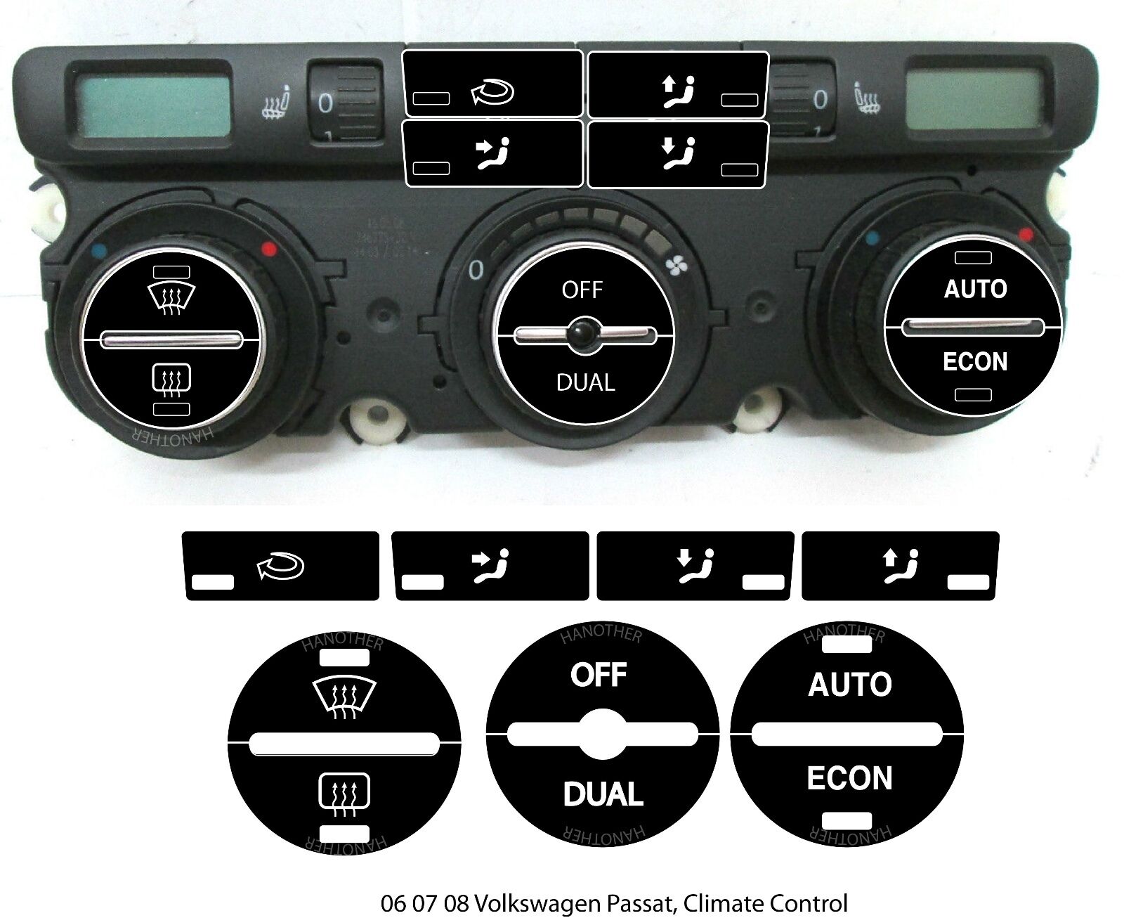 Fits 2005-09 Volkswagen Passat Jetta Eos Climate Control Button Repair Decals