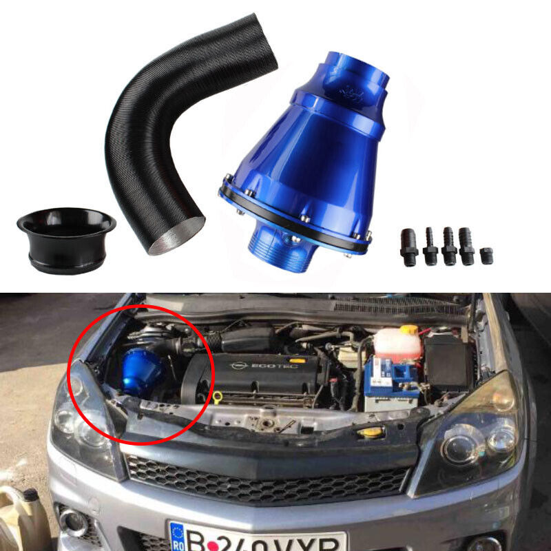 US Apollo Universal Cold Air Intake Induction Kit With Air Box & Filter Blue 