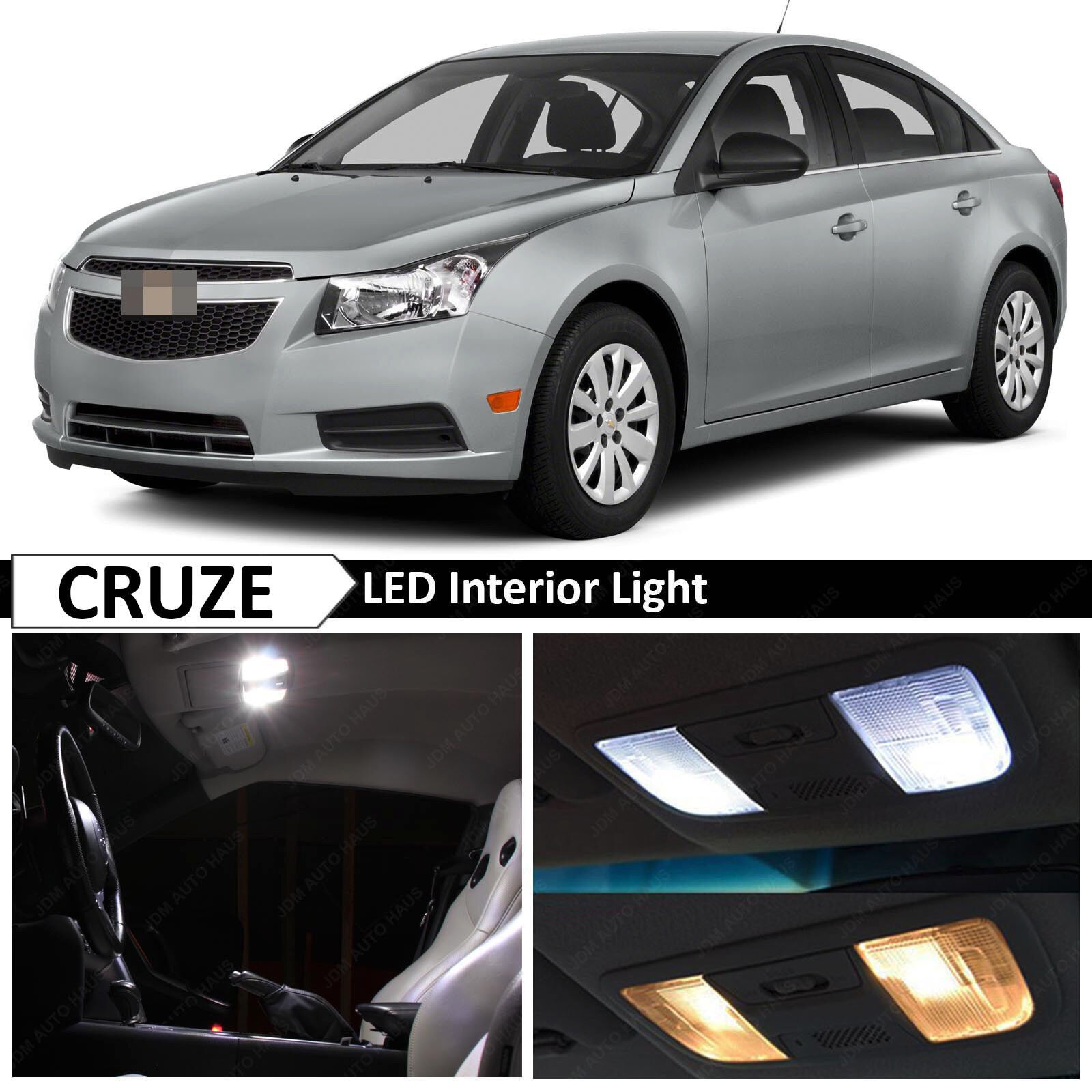 9x White LED Lights Interior Package Kit for 2011-2014 Chevy Cruze + TOOL