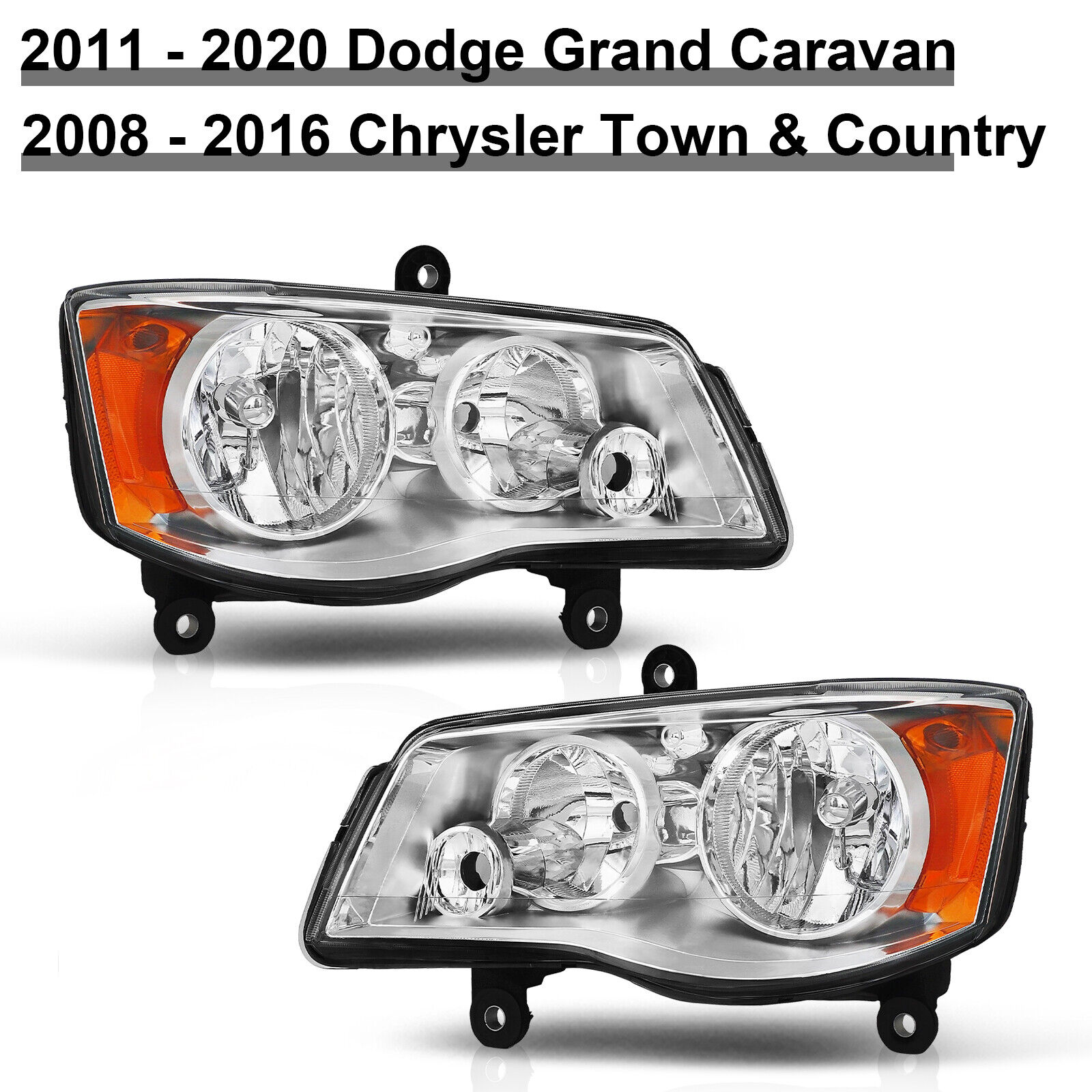 2011-2019 Dodge Grand Caravan 08-16 Chrysler Town & Country Headlights Headlamps