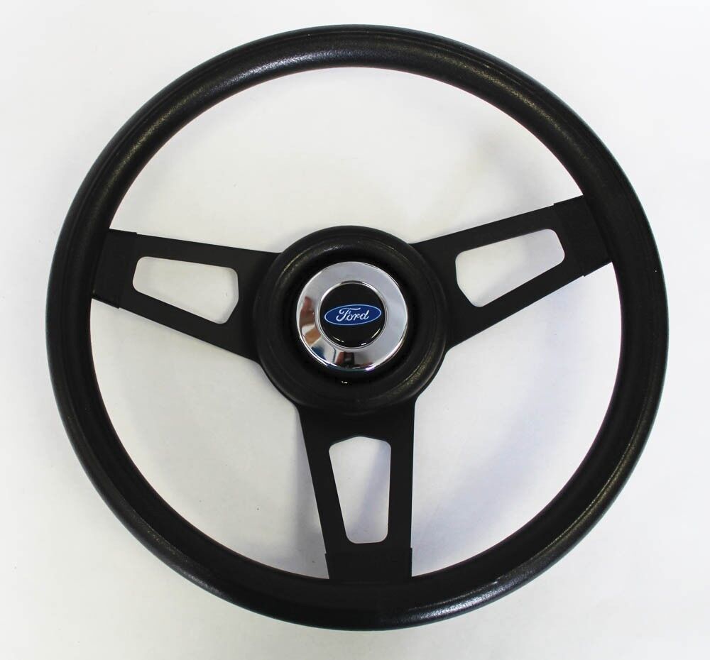 Ranchero Bronco F100 F250 F350 Grant Black Steering Wheel Black Spokes 13 3/4\