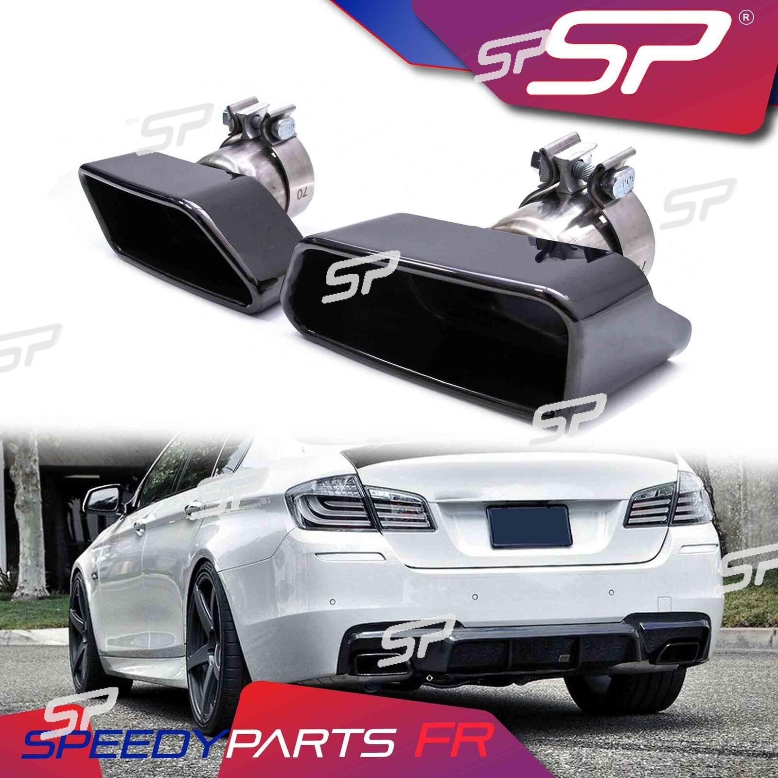 Sporty Exhaust Tips Black for 11-16 BMW 5 Series F10 F11 528i 535i M sport