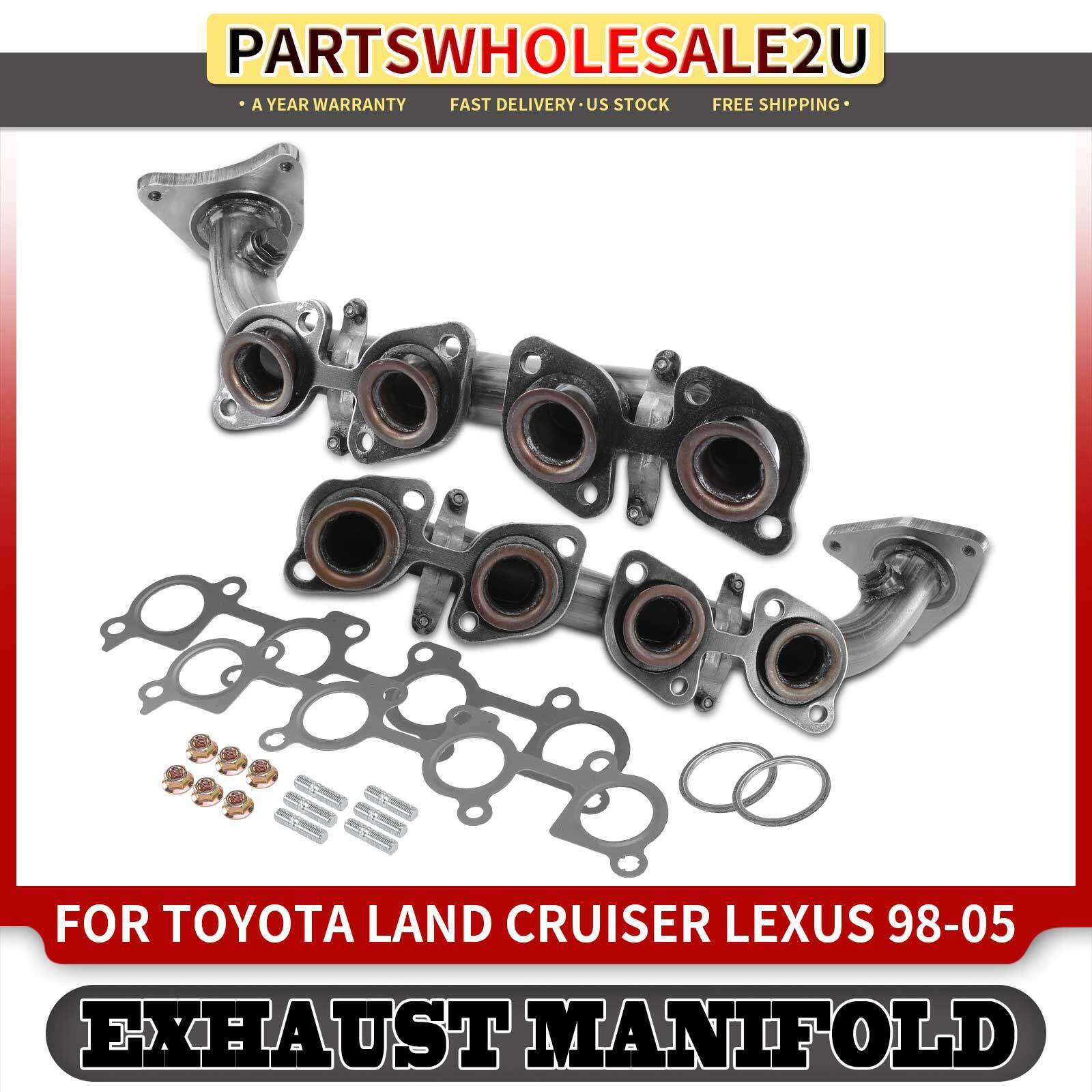 2x Left & Right Exhaust Manifold w/ Gasket for Toyota Land Cruiser Lexus LX470