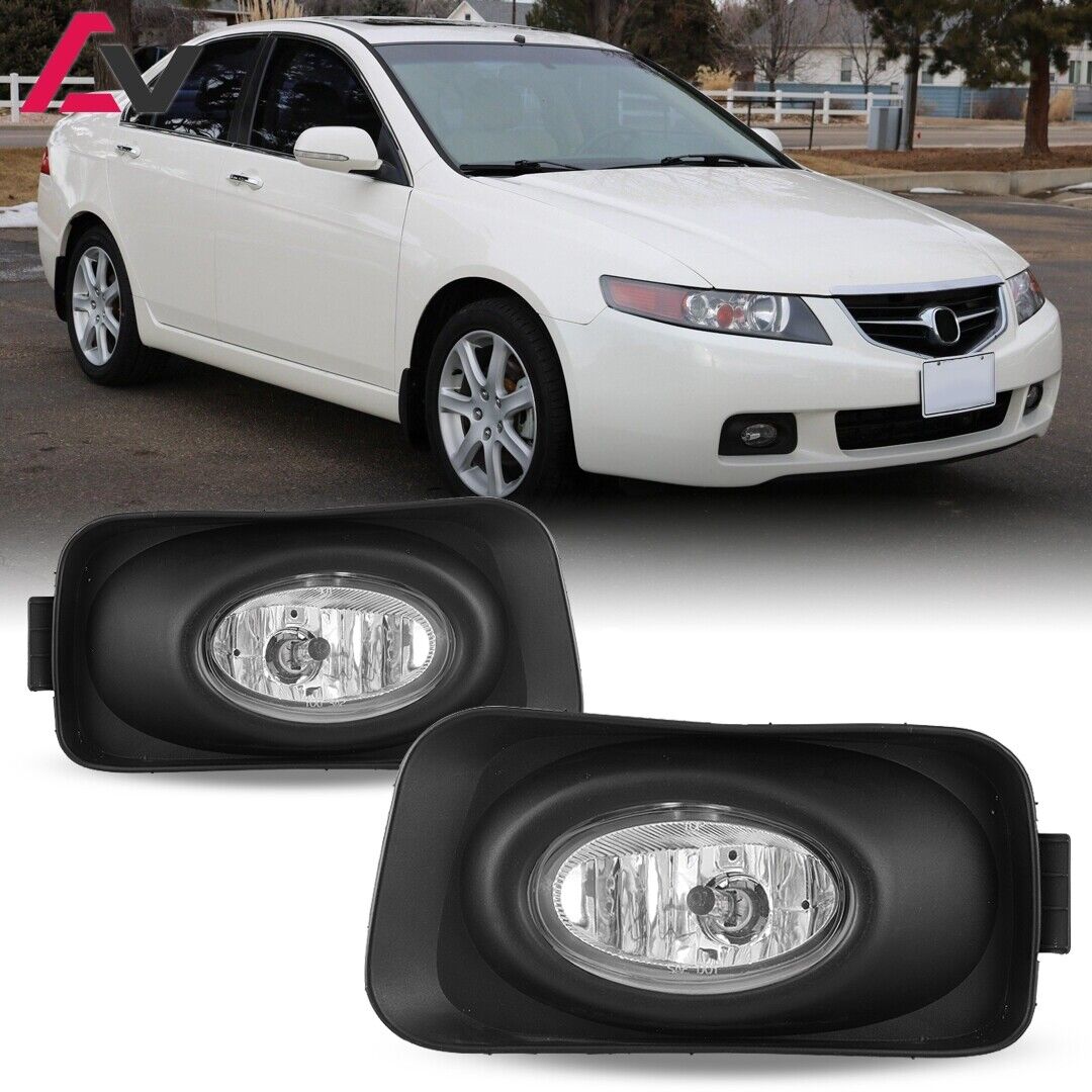 For 2004-2005 Acura TSX Fog Lights (Wiring, Switch, and Bezels) Kit Clear Lamps