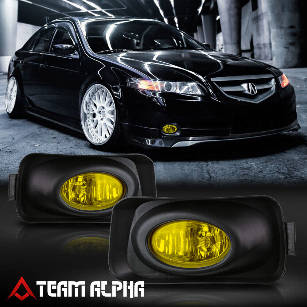 Fits 2004-2005 Acura TSX [Yellow] Bumper Fog Light Lamp w/Switch+Harness+Bezel