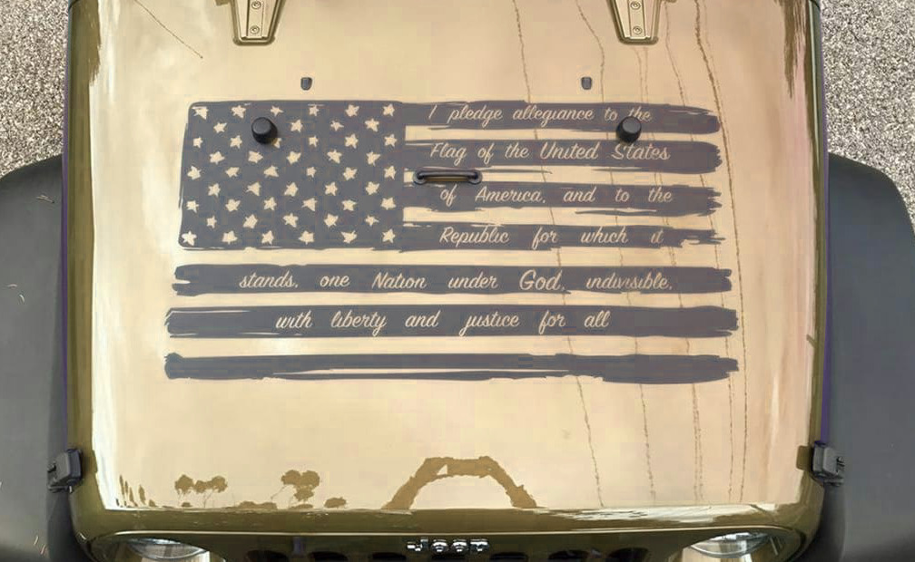 Distressed Pledge of Allegiance USA flag vinyl decal America worn vintage US12